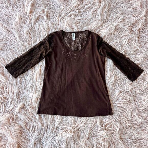 Rhinestone Lace Top - Picture 1 of 4